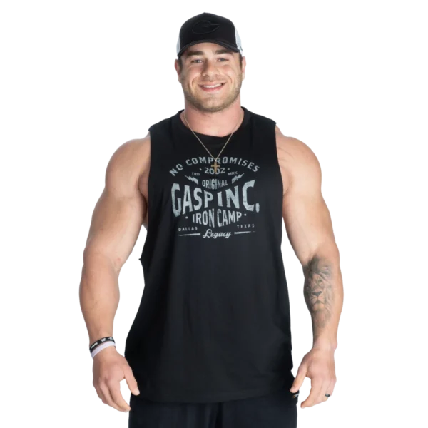 Gasp Cut Out Tank Black_White (Custom)